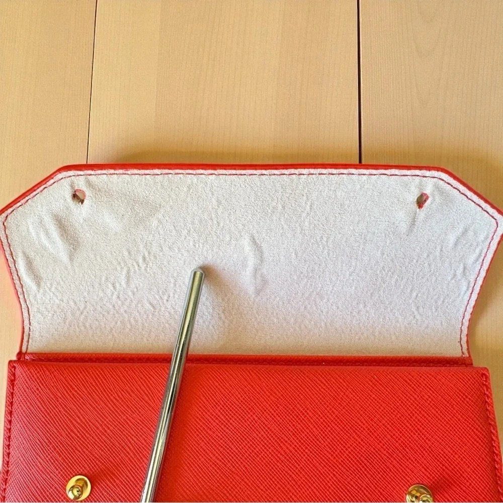 ANTHROPOLOGIE Coral Red Saffiano Travel Wallet | “Keep It Together” | Card Slots